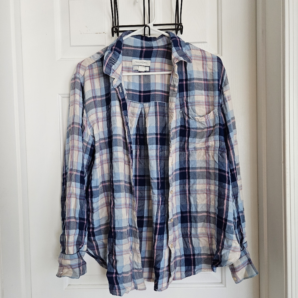 Treasure & Bond Boyfriend Fit Plaid Button Down Shirt - Medium
